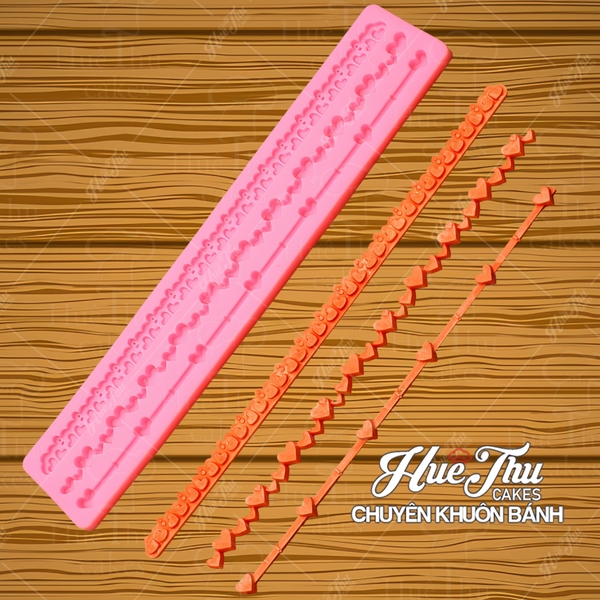 Khuôn silicon Dây Thừng Trái Tim (vỉ 3 sợi) làm bánh rau câu 3D 4D nhấn xôi, fondant, socola, nến hanmade