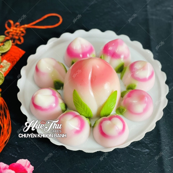 Khuôn rau câu Trái Đào (vỉ 8 trái) làm bánh rau câu 3D 4D nhấn xôi, fondant, socola, nến hanmade