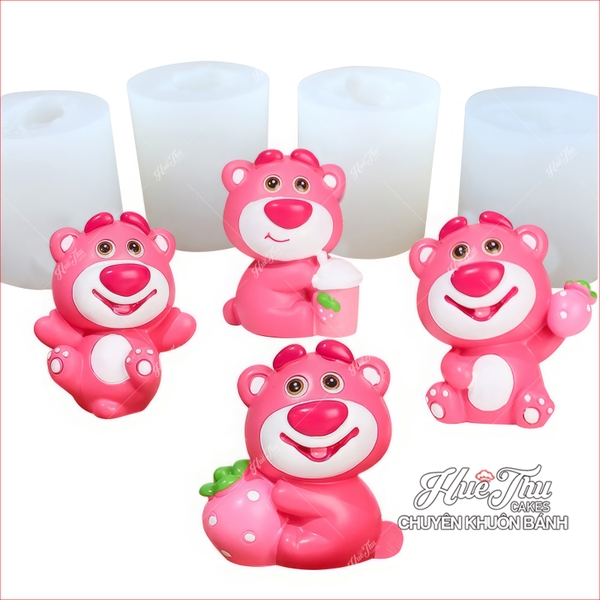 Khuôn silicon Gấu Dâu A17 (nhiều mẫu) làm bánh rau câu 3D 4D nhấn xôi, chè trôi nước, socola, nến hanmade