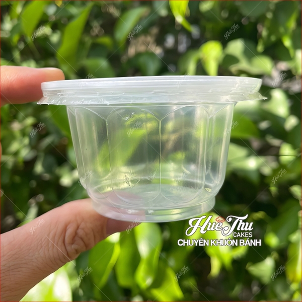 Set 100 Ly Bông Mai 100ml có nắp, hũ nhựa hấp bánh flan, da lợn, đựng tàu hủ singapore, panna cotta, rau câu ly