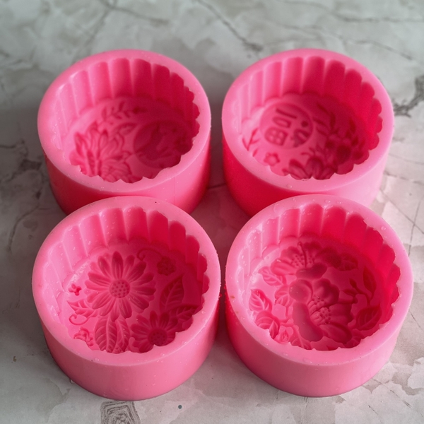 Combo 4 khuôn silicon Hoa Cúc Hoa Sen Trung Thu 1234 A117 làm bánh rau câu 3D 4D nhấn xôi, fondant, socola, nến hanmade