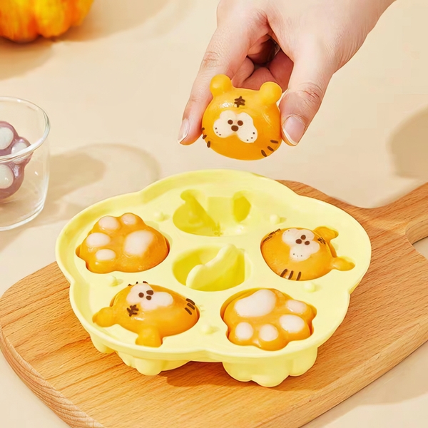 Khuôn silicon Bàn Chân Hổ, Mặt Hổ A70 (vỉ 5 hình) làm bánh rau câu 3D 4D nhấn xôi, fondant, socola, nến hanmade