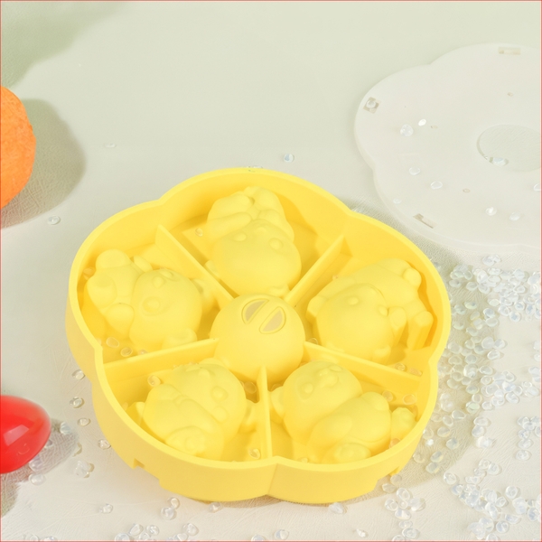 Khuôn silicon Gấu Trúc A71 (vỉ 5 hình) làm bánh rau câu 3D 4D nhấn xôi, fondant, socola, nến hanmade