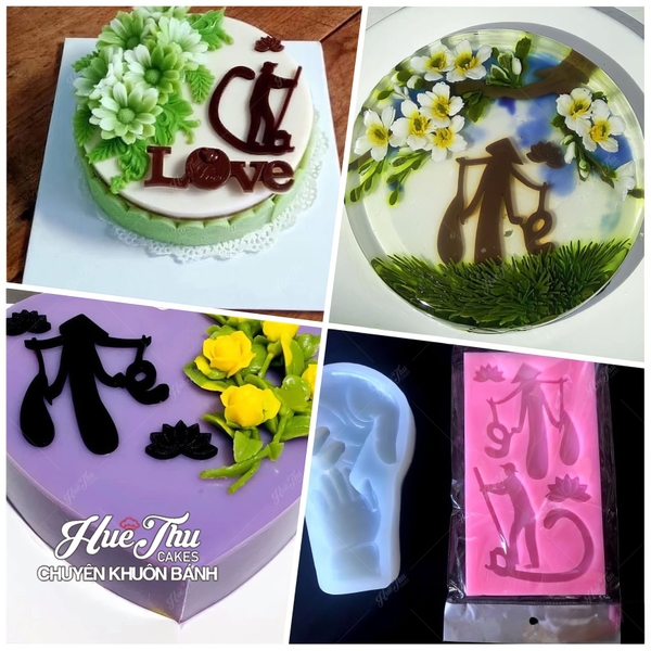 Khuôn silicon chữ Cha Mẹ 15x8cm làm bánh rau câu 3D 4D nhấn xôi, fondant, socola, nến hanmade