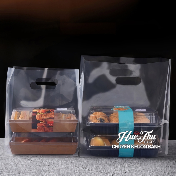 Túi PE Hạt Xoài trong suốt (10 cái) nhiều size, túi nilong xách bánh chuyên dụng đựng bánh, quà tặng