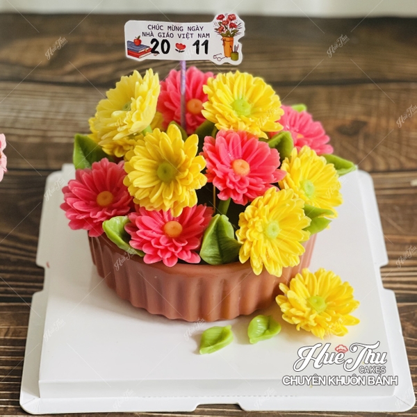 Khuôn silicon Chậu Hoa H1 12/16cm làm bánh rau câu 3D 4D nhấn xôi, fondant, socola, nến hanmade