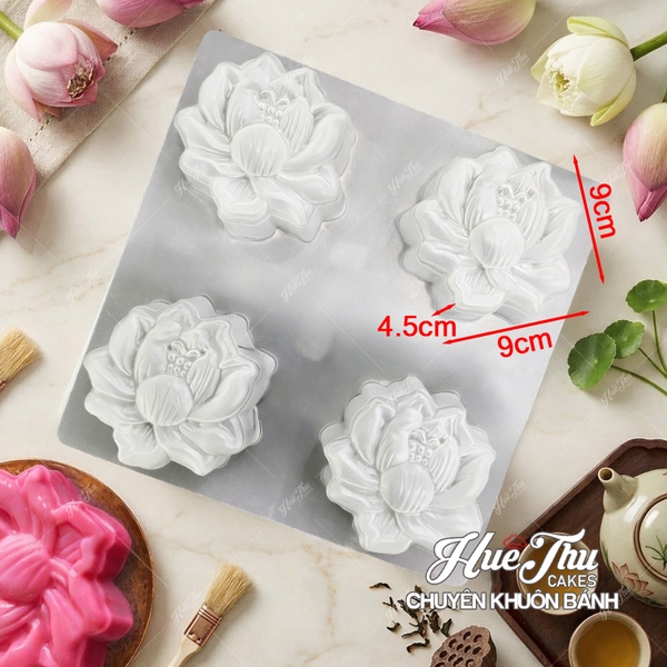 Khuôn rau câu, nhấn xôi Cá Chép, Hoa Sen (vỉ 4 khuôn) làm bánh rau câu, ép xôi