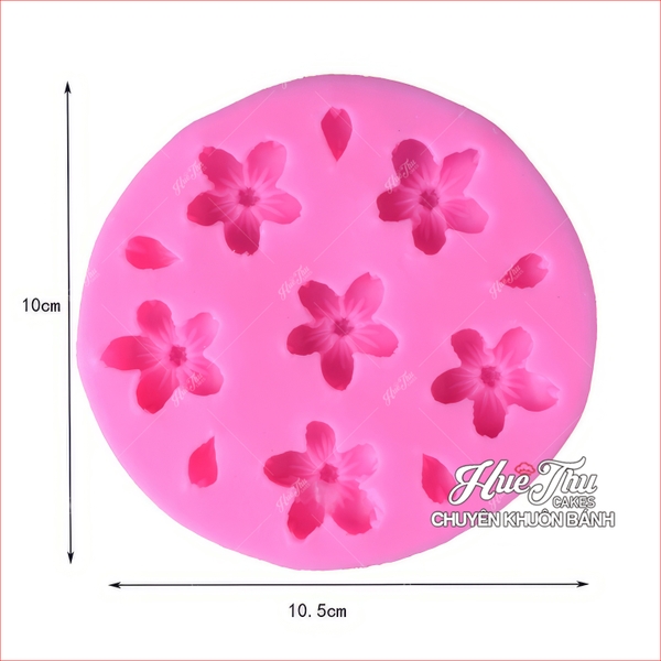Khuôn silicon hoa Đào (vỉ 6 bông) 9cm làm bánh rau câu 3D 4D nhấn xôi, fondant, socola, nến hanmade