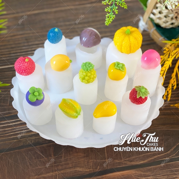 Bộ khuôn silicon Trái Cây 3.5cm (nhiều loại quả) Tạo Hình 3D/4D Đa Dụng