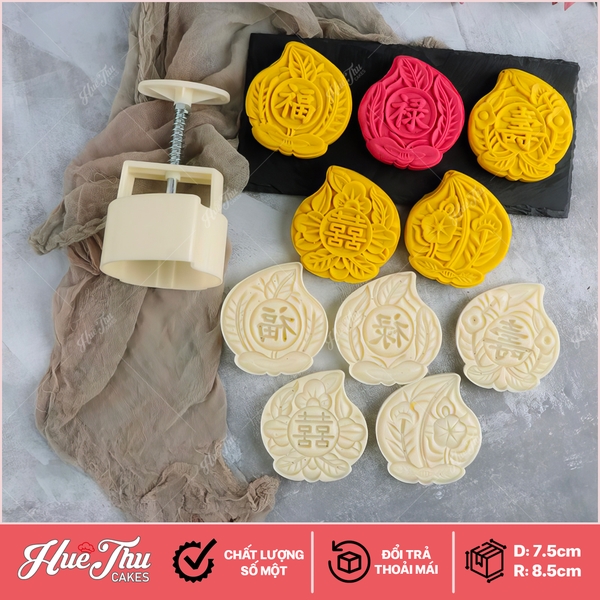 Khuôn lò xo Lát Hoa Đào (5 mặt) - khuôn làm bánh trung thu, bánh dứa, bánh cốm xu xê, nhấn xôi hoa đậu