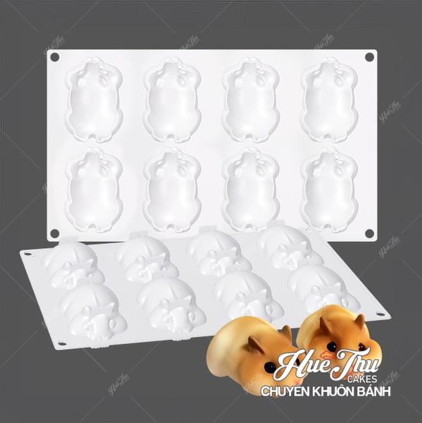 Khuôn silicon Chuột Chũi (vỉ 8 hình) làm bánh rau câu 3D 4D nhấn xôi, fondant, socola, nến hanmade