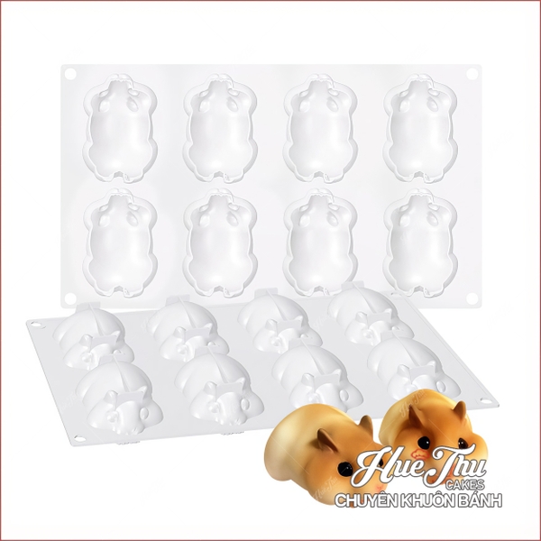 Khuôn silicon Chuột Chũi (vỉ 8 hình) làm bánh rau câu 3D 4D nhấn xôi, fondant, socola, nến hanmade
