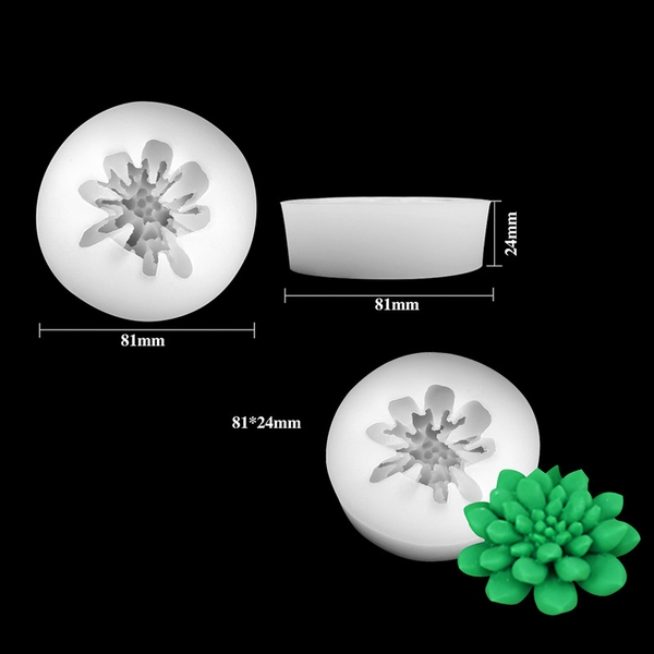 Khuôn silicon Xương Rồng nhiều cánh tròn lớn làm bánh rau câu 3D 4D nhấn xôi, fondant, socola, nến hanmade