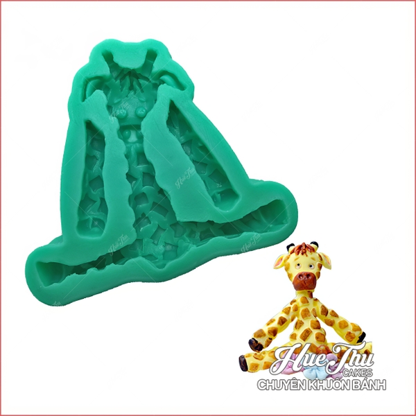 Khuôn silicon Sư Tử, Hươu Cao Cổ, Thỏ, Voi, Khỉ (5 khuôn) làm bánh rau câu 3D 4D nhấn xôi, fondant, socola, nến hanmade