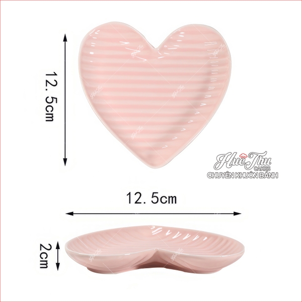 Đĩa Tim Rằn Sứ 12.5cm (nhiều màu), Đĩa Tim Đựng Xôi Bánh Bao Trầu Cau - trang trí đồ ăn, bàn tiệc, mâm cúng