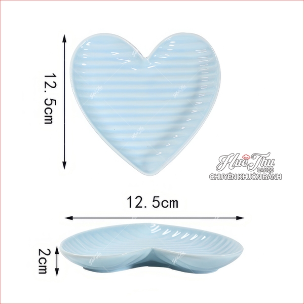 Đĩa Tim Rằn Sứ 12.5cm (nhiều màu), Đĩa Tim Đựng Xôi Bánh Bao Trầu Cau - trang trí đồ ăn, bàn tiệc, mâm cúng