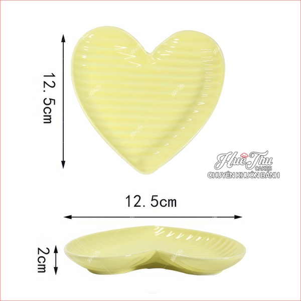 Đĩa Tim Rằn Sứ 12.5cm (nhiều màu), Đĩa Tim Đựng Xôi Bánh Bao Trầu Cau - trang trí đồ ăn, bàn tiệc, mâm cúng