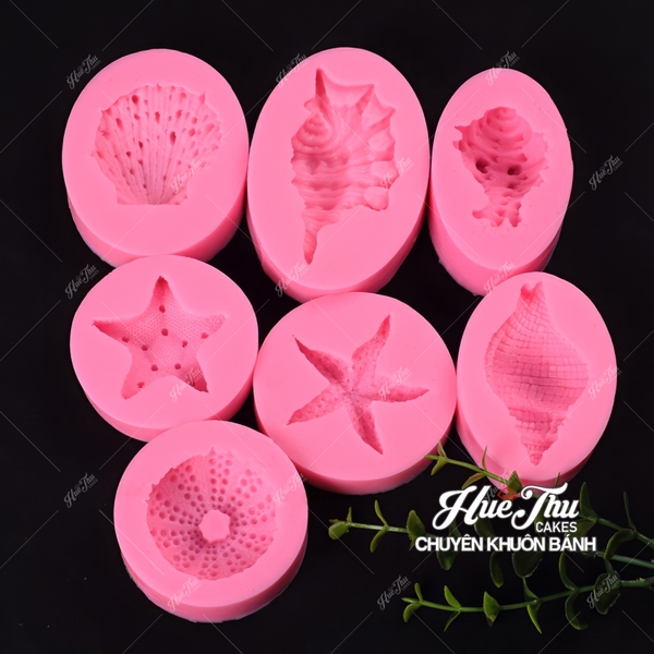 Khuôn silicon Vỏ Sò, Ốc Biển, Sao Biển làm bánh rau câu 3D 4D nhấn xôi, fondant, socola, nến hanmade