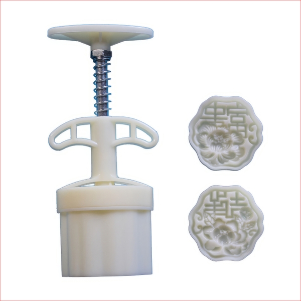 Khuôn lò xo Hoa Hồng - Chữ Hỷ LX4 50/75g (2 mặt) - khuôn làm bánh trung thu, bánh dứa, bánh cốm xu xê, nhấn xôi hoa đậu
