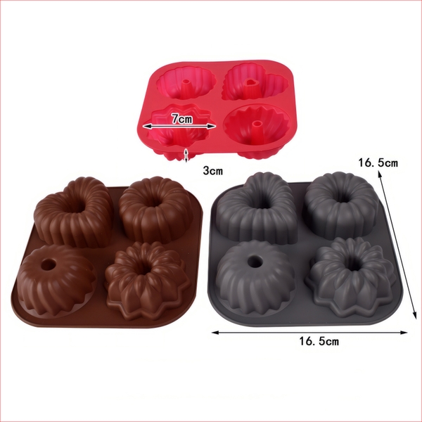 Khuôn silicon Trái Tim A49 (vỉ 4 hình) làm bánh rau câu 3D 4D nhấn xôi, fondant, socola, nến hanmade