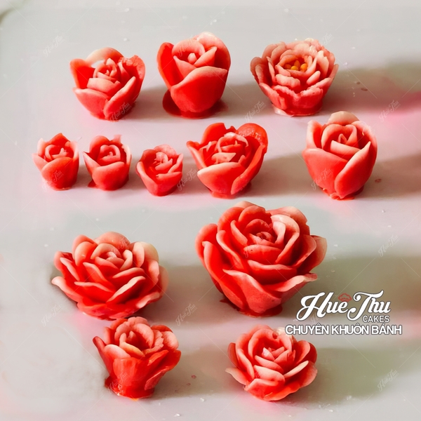 Bộ khuôn silicon Hồng Thái (8 bông) làm bánh rau câu 3D 4D nhấn xôi, fondant, socola, nến hanmade