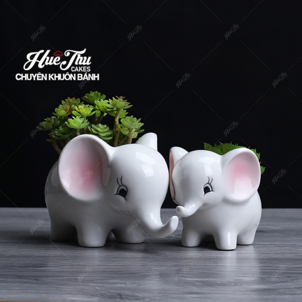 Chậu Hoa Sứ Con Voi Decor - trang trí đồ ăn, mâm cúng, trang trí nhà cửa