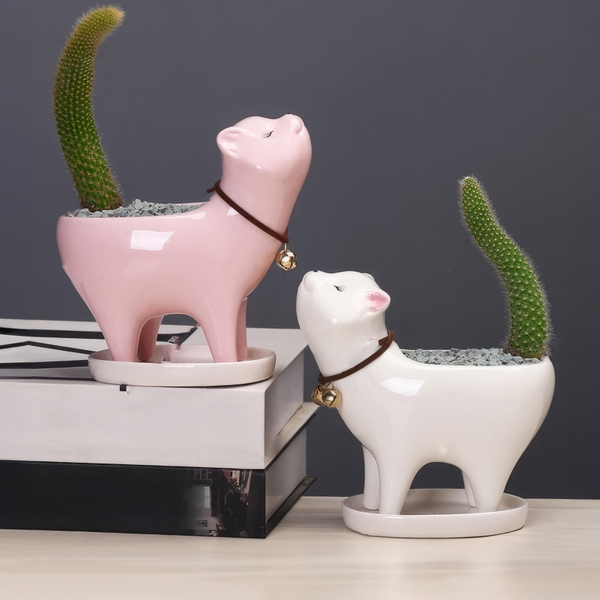Chậu Hoa Sứ Mèo Thần Tài (nhiều màu) Decor - trang trí đồ ăn, mâm cúng, trang trí nhà cửa