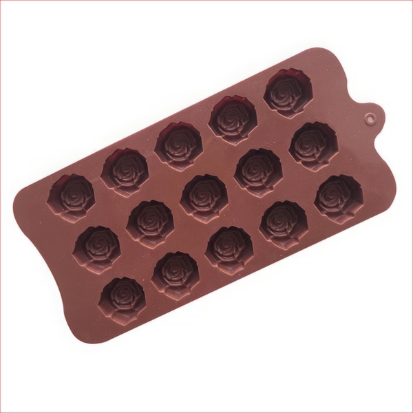 Khuôn silicon Hoa Hồng A114 (vỉ 15 hình) làm bánh rau câu 3D 4D nhấn xôi, fondant, socola, nến hanmade