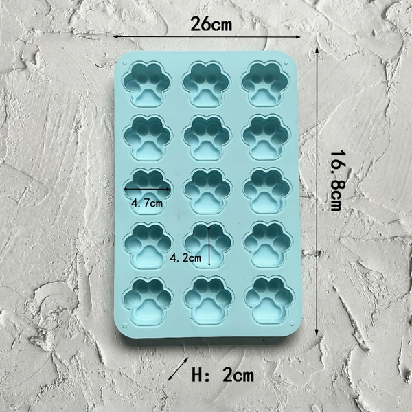 Khuôn silicon Bàn Chân Mèo A26 (vỉ 15 hình) làm bánh rau câu 3D 4D nhấn xôi, fondant, socola, nến hanmade