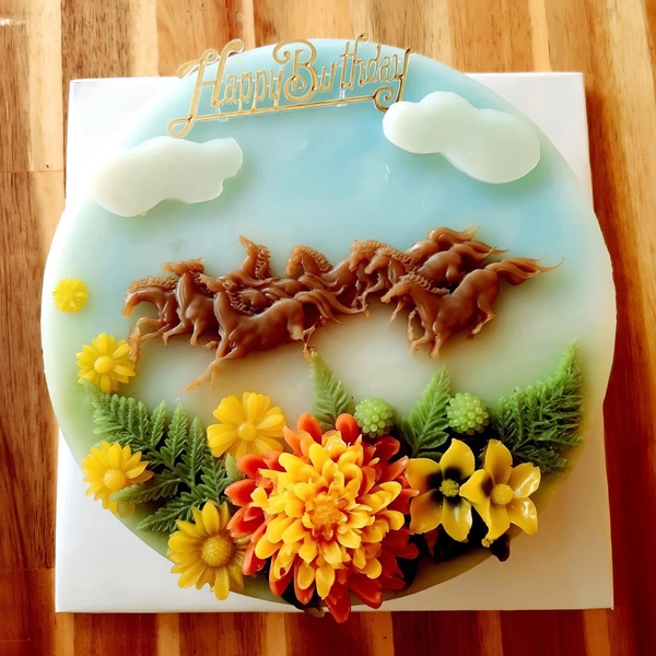 Khuôn silicon đàn Ngựa 8 con mã đáo 15x3.5cm làm bánh rau câu 3D 4D nhấn xôi, fondant, socola, nến hanmade
