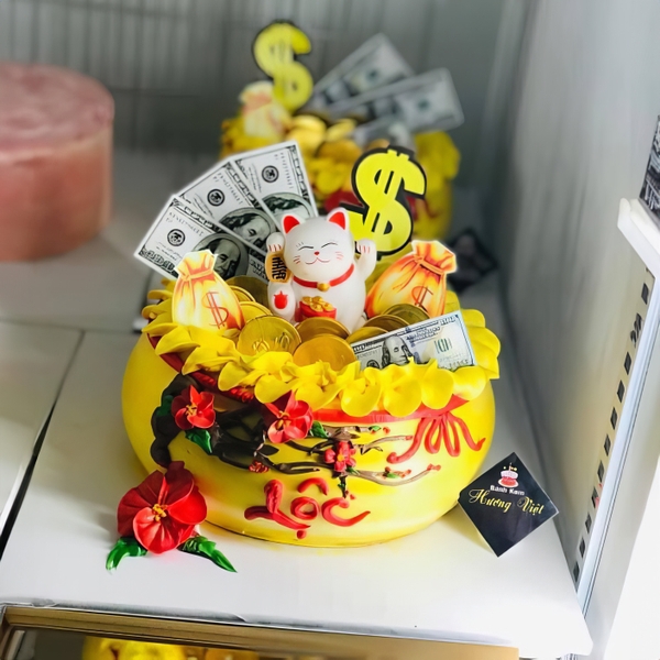 Xấp Tiền Đô La trang trí bánh sinh nhật, bánh rau câu