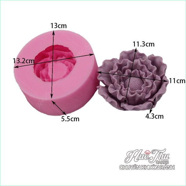Khuôn silicon Mẫu Đơn Cánh Xoắn 11/13.8cm làm bánh rau câu 3D 4D nhấn xôi, fondant, socola, nến hanmade