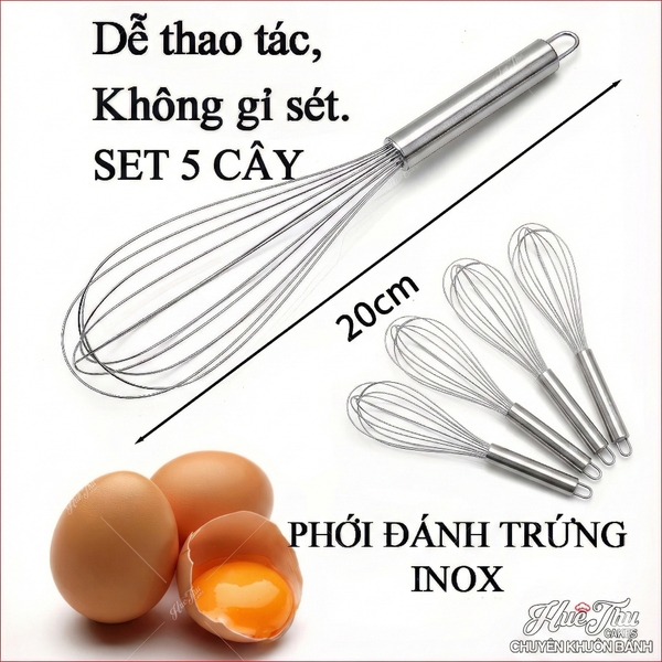 Cây đánh trứng inox, phới lồng đánh trứng cầm tay