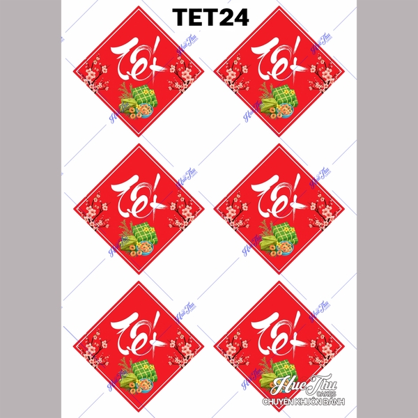 Tấm Decal Trong chủ đề Tết - Năm Mới - Cá Chép, chữ dán tem dán lên bánh trang trí bánh rau câu tiện lợi (nhiều mẫu)