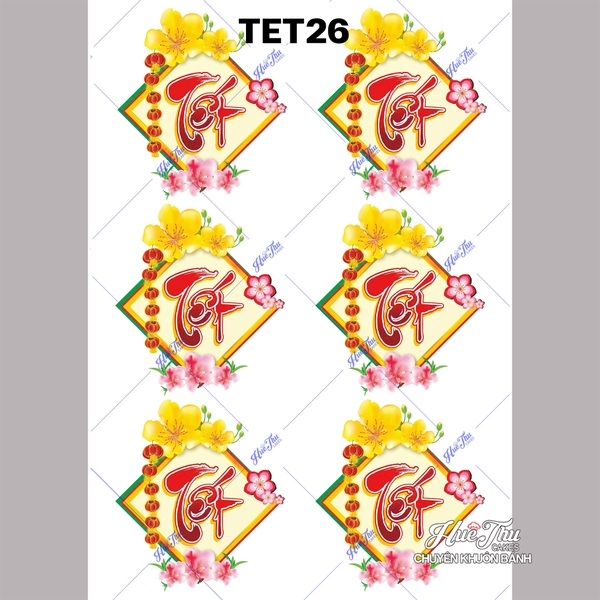 Tấm Decal Trong chủ đề Tết - Năm Mới - Cá Chép, chữ dán tem dán lên bánh trang trí bánh rau câu tiện lợi (nhiều mẫu)