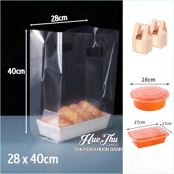 Túi PE Hạt Xoài trong suốt (10 cái) nhiều size, túi nilong xách bánh chuyên dụng đựng bánh, quà tặng