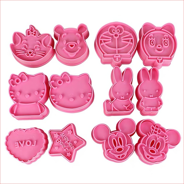 Khuôn nhấn Cutter Nhân Vật Hoạt Hình CT3 (nhiều mẫu) tạo hình bánh bao, bánh quy, bánh mì, rau câu, xôi hoa đậu