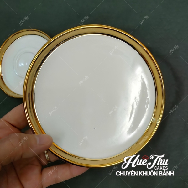 Đĩa Tròn Viền Vàng 11/13cm, Đĩa Sứ Tròn Decor - trang trí đồ ăn, bàn tiệc, mâm cúng