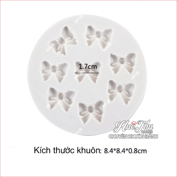 Khuôn silicon Cái Nơ A13 (vỉ 8 hình) làm bánh rau câu 3D 4D nhấn xôi, chè trôi nước, socola, nến hanmade