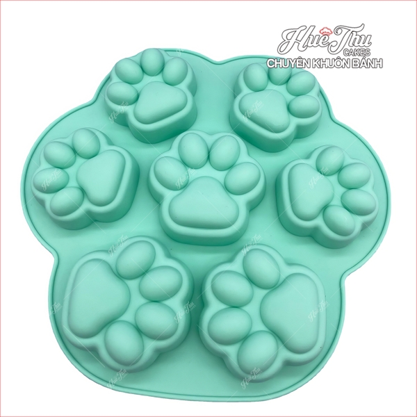 Khuôn silicon Bàn Chân Mèo A19 (vỉ 7 hình) làm bánh rau câu 3D 4D nhấn xôi, fondant, socola, nến hanmade