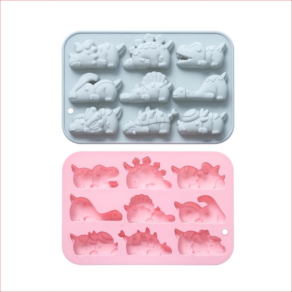 Khuôn silicon Khủng Long A107 (vỉ 9 hình) làm bánh rau câu 3D 4D nhấn xôi, fondant, socola, nến hanmade