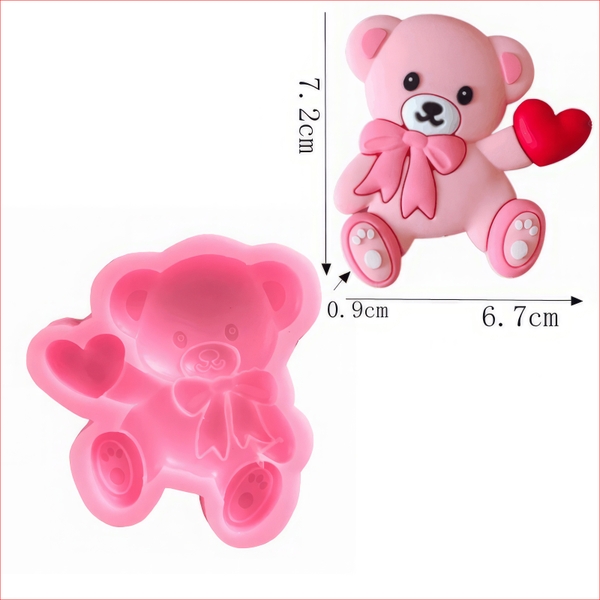 Khuôn silicon Con Gấu A69 làm bánh rau câu 3D 4D nhấn xôi, fondant, socola, nến hanmade