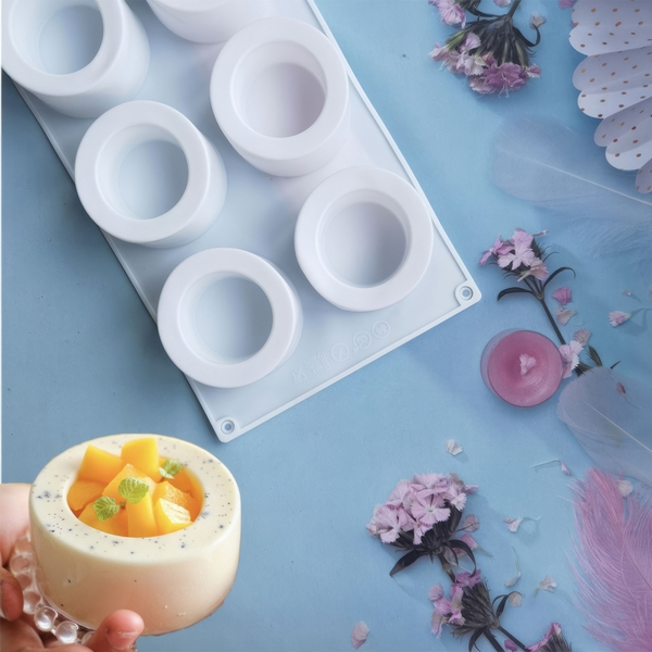 Khuôn silicon Hình Trụ Tròn A27 (vỉ 6 hình) làm bánh rau câu 3D 4D nhấn xôi, fondant, socola, nến hanmade