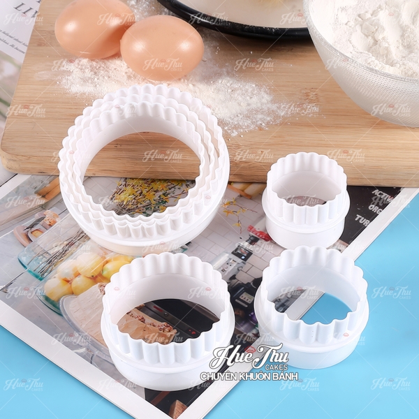 Vòng Cắt Hình Răng Cưa (set 6 cái lớn nhỏ) cắt viền đậu ốp tạo hình xôi, vỏ bánh