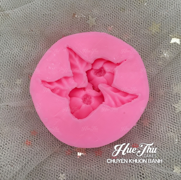 Khuôn silicon hoa Dừa Cạn 3cm + Lá làm bánh rau câu 3D 4D nhấn xôi, fondant, socola, nến hanmade
