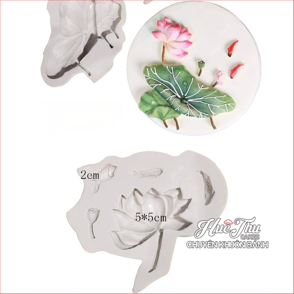 Khuôn silicon Hoa Sen + Lá Sen Nghiêng làm bánh rau câu 3D 4D nhấn xôi, fondant, socola, nến hanmade