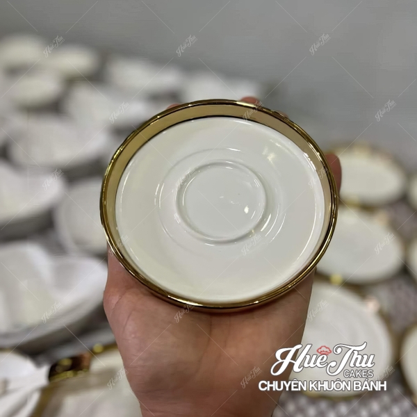 Đĩa Tròn Viền Vàng 11/13cm, Đĩa Sứ Tròn Decor - trang trí đồ ăn, bàn tiệc, mâm cúng