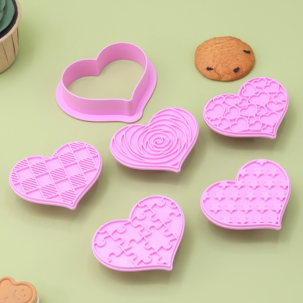 Khuôn nhấn Cutter Trái Tim CT2 (nhiều mẫu) tạo hình bánh bao, bánh quy, bánh mì, rau câu, xôi hoa đậu