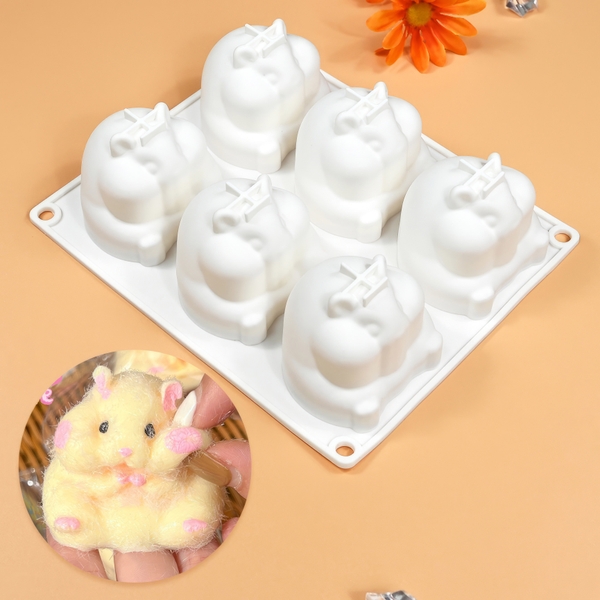 Khuôn silicon Chuột Hamster A33 (vỉ 6 hình) làm bánh rau câu 3D 4D nhấn xôi, fondant, socola, nến hanmade