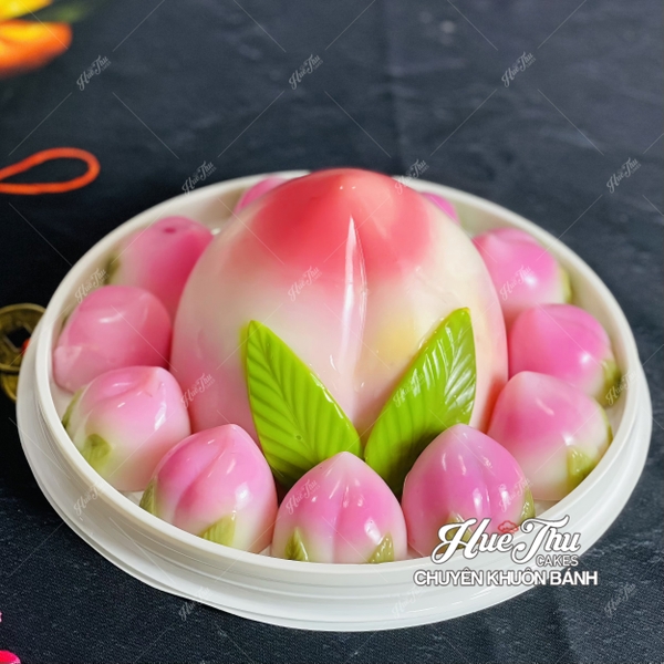 Khuôn rau câu Trái Đào (vỉ 8 trái) làm bánh rau câu 3D 4D nhấn xôi, fondant, socola, nến hanmade